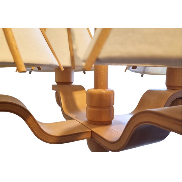 Mid-Century Modern 1970s Jan Wickelgren Aneta 4-Light Beech Wood Chandelier For Sale - Image 3 of 7