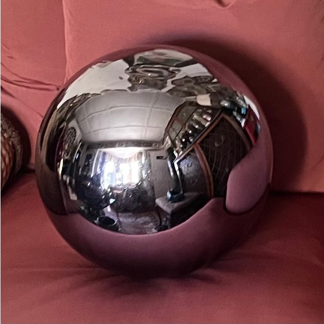 Lavender Large Lavender Mercury Glass Garden Gazing Sphere or Witch's Ball For Sale - Image 8 of 12