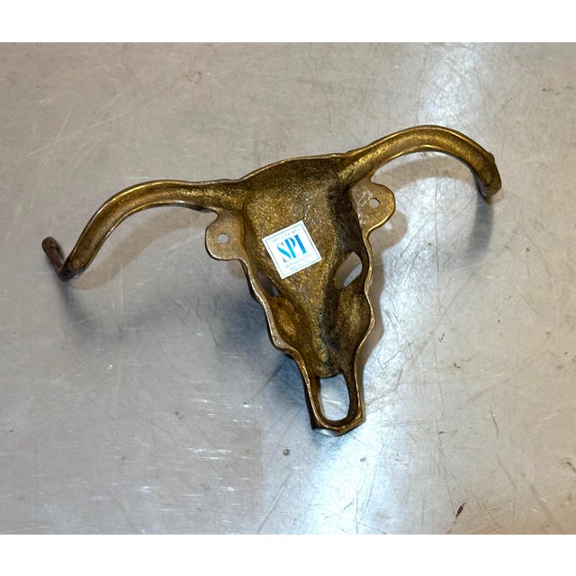 San Pacific International Large Brass Cow Head Wall Hook For Sale - Image 4 of 5