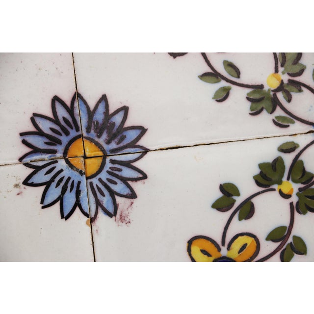 Baroque 19th Century Set of Four Floral Tiles, Portuguese Baroque For Sale - Image 3 of 9