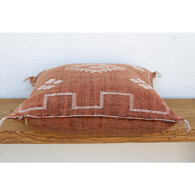 Moroccan 24" Rust Trail Moroccan Silk Pillow For Sale - Image 3 of 8
