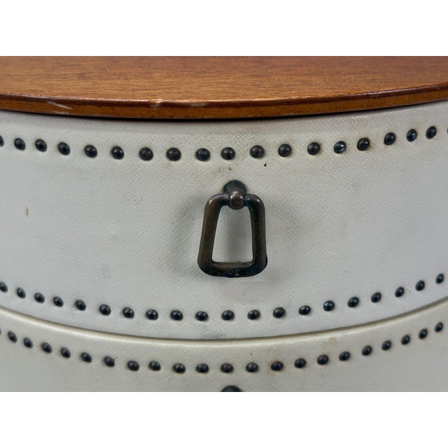 Wood Halvdan Petterson, Nightstands, Leather, Beech, Brass, Sweden, 1950s For Sale - Image 7 of 14