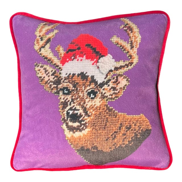 Velvet "What the Buck?!" Custom Made Holiday Pillow, Original For Sale