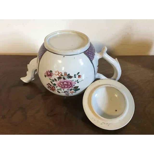 White Antique 18th Century Chinese Export Porcelain Tea Pot in Famille Rose Palette For Sale - Image 8 of 13