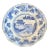 Vintage Hand-Painted Blue and White Chinoiserie Ruffle Bowl With Island Pagoda Scene. For Sale