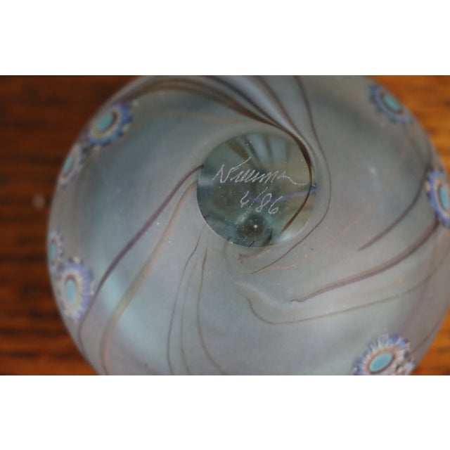 Glass Signed Studio Art Glass Perfume Bottle With Floral Millefiori Decoration, 1996 For Sale - Image 7 of 9