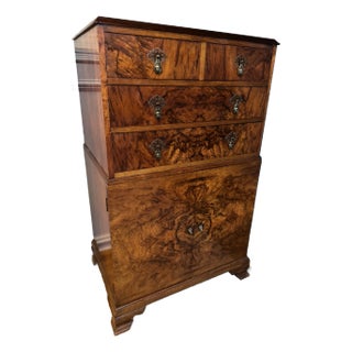 Burl Walnut Tall Dresser, C. 1920's For Sale