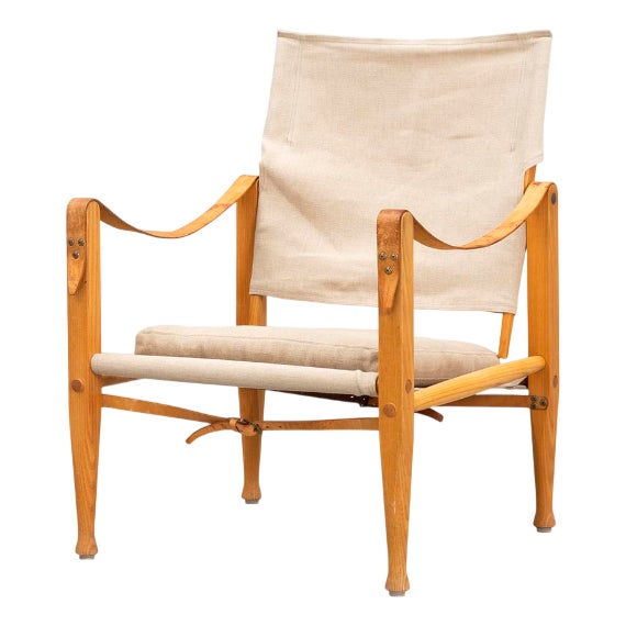 Vintage Canvas Safari Lounge Chair by Kaare Klint for Rud Rasmussen, 1960s For Sale