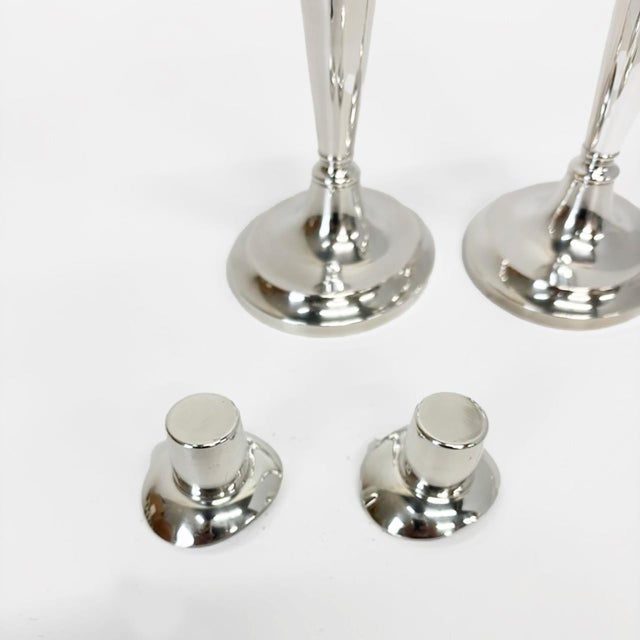 1930s Art Deco Silver Candlesticks, Denmark- Set of 2 For Sale - Image 4 of 5