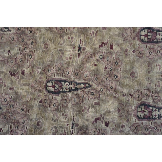 1900s Beige Paisley Floral Room Size Antique Knotted Wool Indian Agra Carpet Rug For Sale - Image 4 of 10