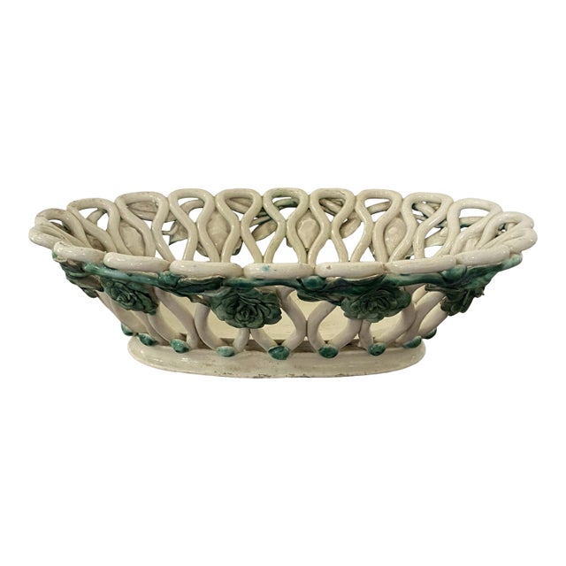 Antique Italian Majolica Basket For Sale