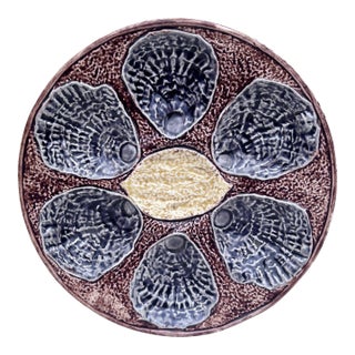 French Majolica Oyster Plate With Lemon Circa 1890 For Sale