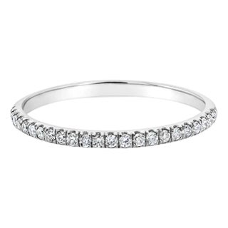 Dainty Diamond Pinky Ring 18k White Gold, Size 8 For Sale