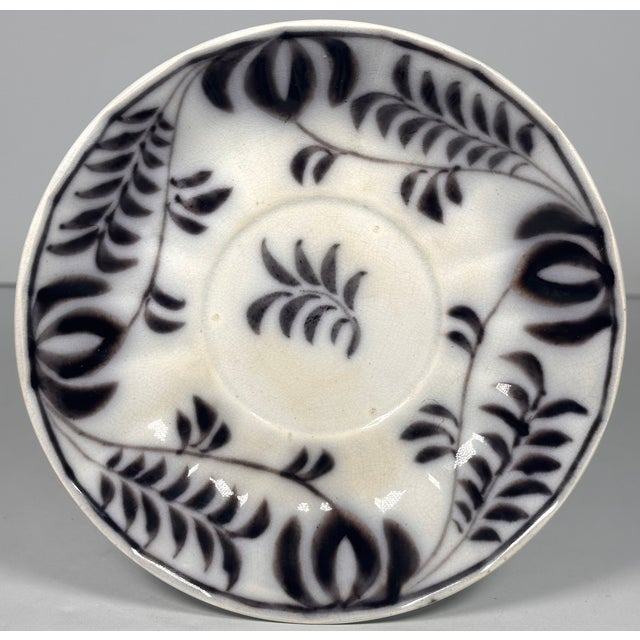 Early 19th Century Early 19th Century Staffordshire Flow Black Mulberry Ironstone Cup & Saucer For Sale - Image 5 of 15
