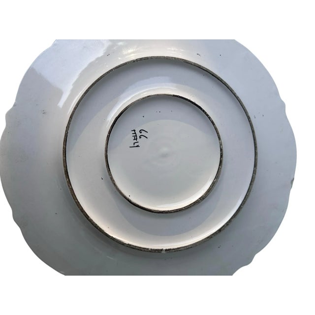 Italian Vintage Italian Hand-Painted Majolica Soup Tureen With Underplate – Faenza Pottery, Blue and Green Floral Design, Italy, Mid-Century European Ceramic For Sale - Image 3 of 9