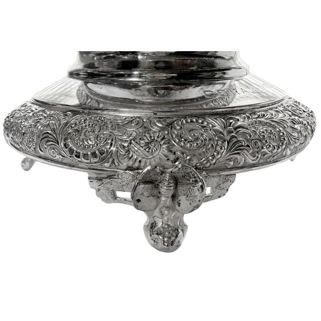 Metal Antique 19th Century Victorian Cranberry Glass & Wilcox Silver Plate Co. Bride's Basket For Sale - Image 7 of 8