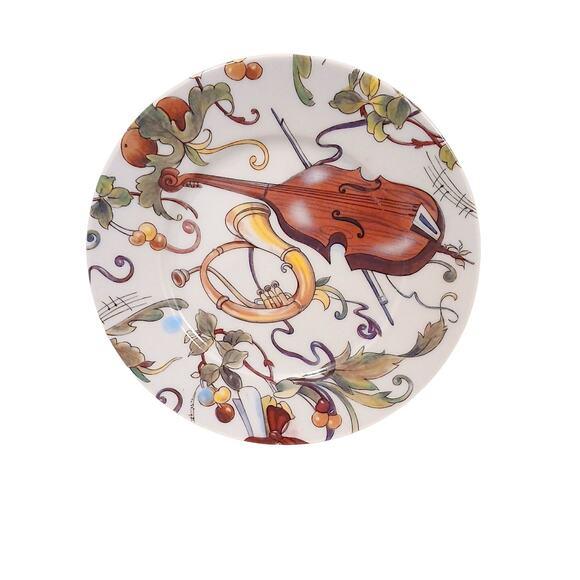 Godinger 1950s 4 Pc Email De Limoges Decore a La Main a S. Marino Godinger Musical Instruments For Sale - Image 4 of 7