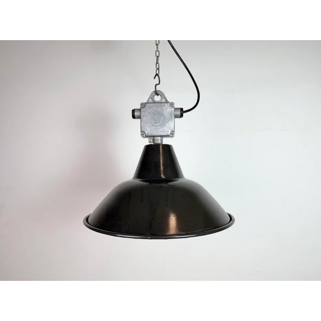 Black Industrial Black Enamel Pendant Lamps from Elektrosvit, 1960s, Set of 4 For Sale - Image 8 of 18