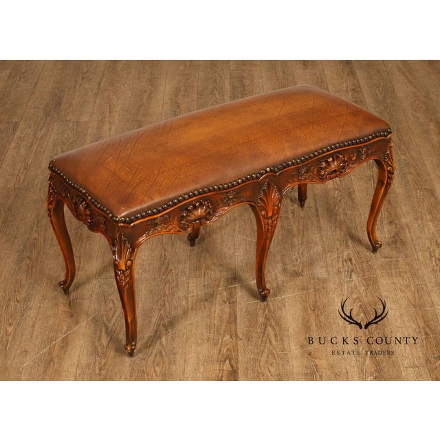 High Quality Bench Crafted In A Rococo Style With A Richly Carved Wood Frame And Curved Cabriole Legs. The Seat Is...