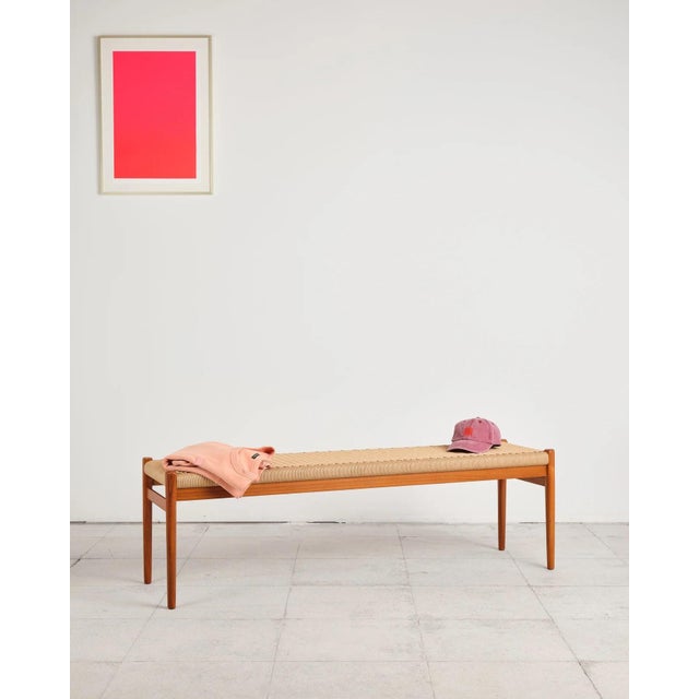 Long Teak Bench with Paper Cord Weaving by Niels O. Møller for j.l. Møllers, Denmark, 1960s For Sale - Image 10 of 18