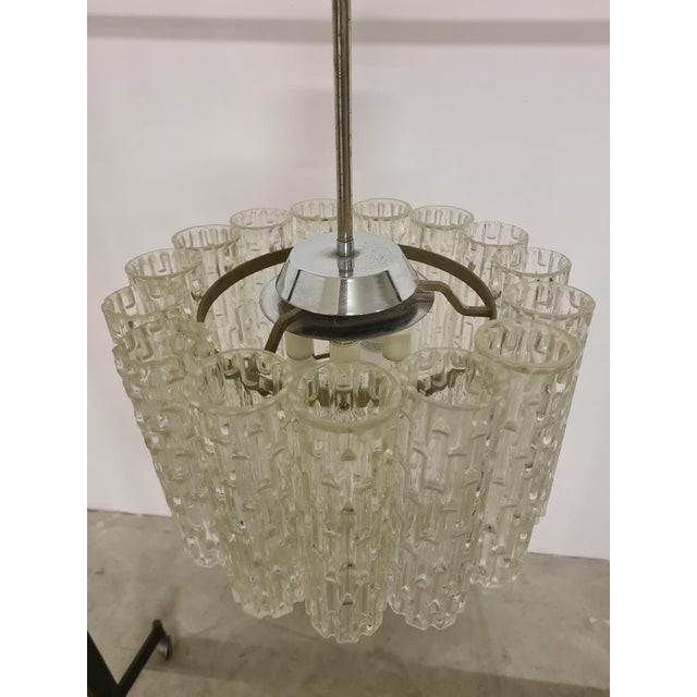 Glass and Steel Chandelier, 1960s For Sale - Image 3 of 15