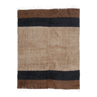 Vintage Turkish Hand-Knotted Wool Cotton Brown Kilim Area Rug For Sale