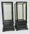Antique Chinese( late 19th- early 20th) wood and glass pair of hurricane lanterns. Square bases and shades with glass...
