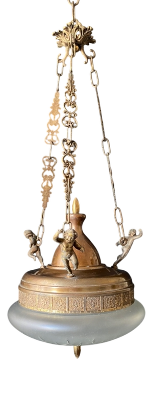 Vintage Italian Brass and Glass Pendant Light, 1960s