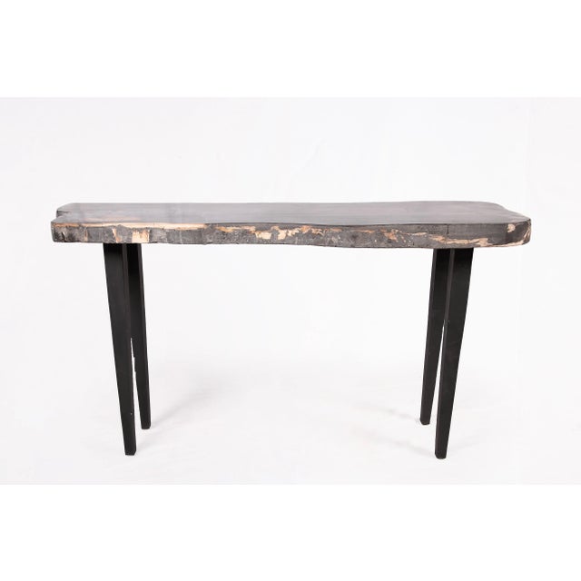 2020s One Slab Living Edge Petrified Wood Console Table 50 For Sale - Image 5 of 6
