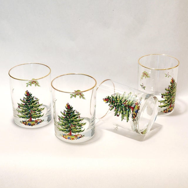 Spode 1990s Original Spode Christmas Tree Old Fashioned Barware Glasses- Set of 4 For Sale - Image 4 of 9