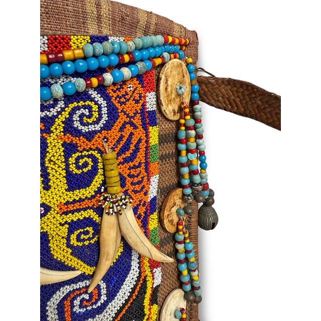 Brown Antique Borneo Dayak Beaded Artifact For Sale - Image 8 of 10