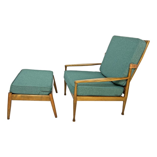 C. 1960s Danish Reclining Lounge Chair and Ottoman For Sale