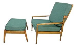 C. 1960s Danish Reclining Lounge Chair and Ottoman