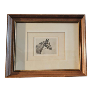19th C Signed Framed Horse Litho