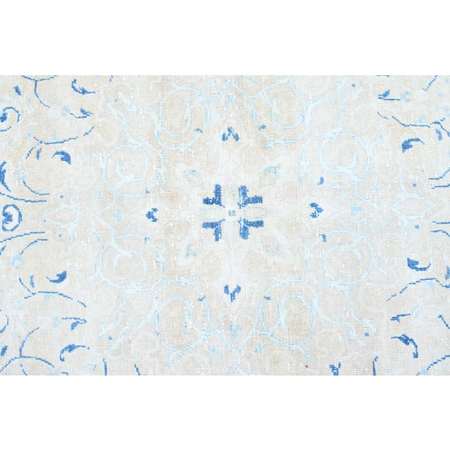 1970s 1970s Vintage Persian Handmade Wool Cotton Light Blue Area Rug For Sale - Image 5 of 11