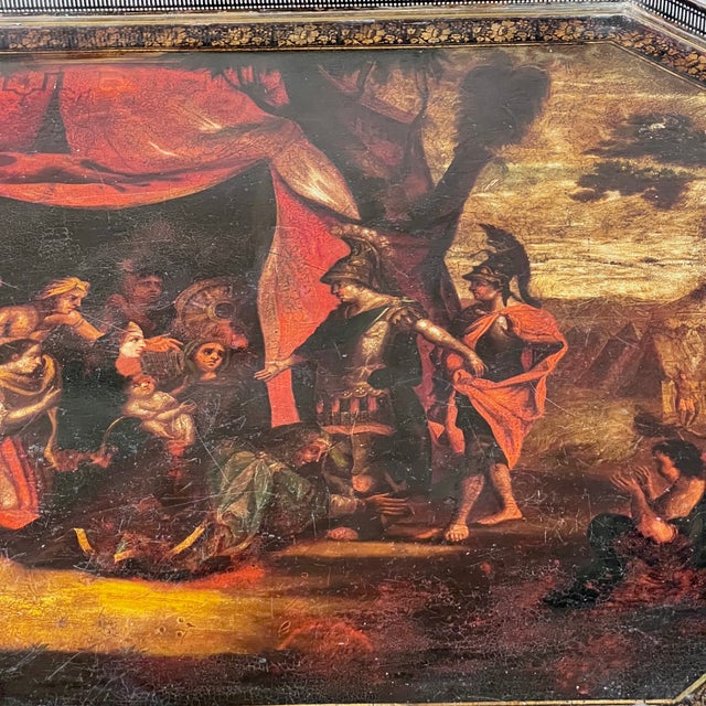 19th Century Octagonal Tole Tray Table with The Family of Darius Before Alexander the Great For Sale - Image 5 of 11