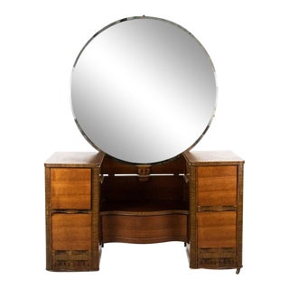 1930s Art Deco Waterfall Vanity and Mirror For Sale