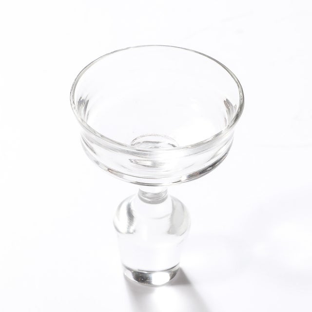 Mid-Century Modernist Sculptural Crystal Decanter With Basin Form Stopper For Sale - Image 14 of 16
