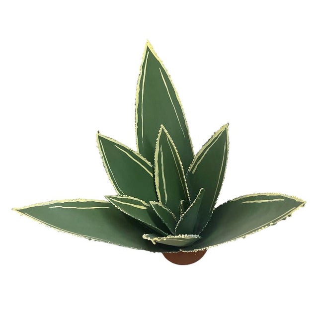 Hand-Painted Moroccan Metal Agave Sculptural Garden Ornament For Sale In West Palm - Image 6 of 12