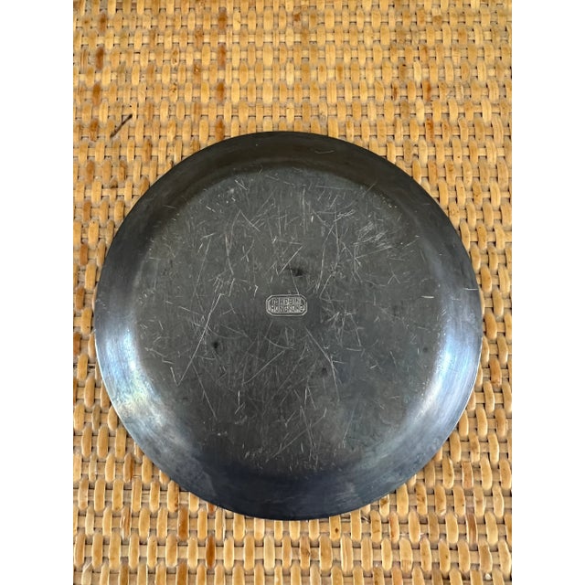 Pewter and Brass Asian Insignia Catchall For Sale - Image 4 of 8