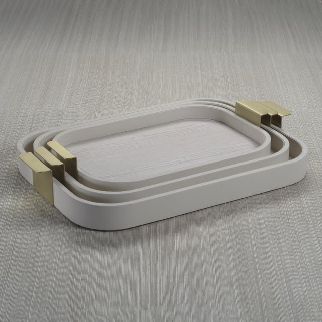 Córdoba Leather Tray with Metal Handles, Medium For Sale - Image 4 of 7