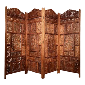 Vintage Four-Panel Indian Folding Room Divider Screen