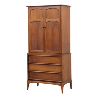 Lane Walnut Mid Century Modern Gentlemens Chest Armoire For Sale