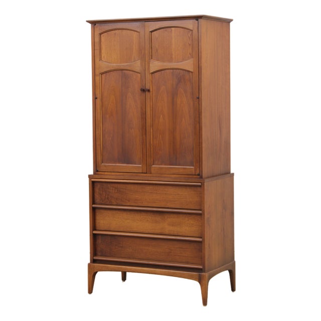 Lane Walnut Mid Century Modern Gentlemens Chest Armoire For Sale
