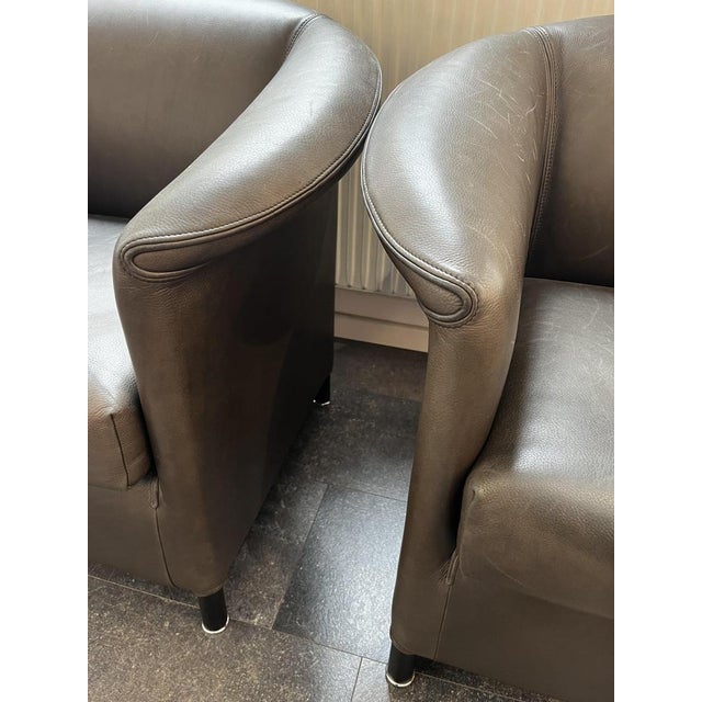 Gray Aura Club Chairs in Leather Armchairs by Paolo Piva for Wittmann, 2000s, Set of 2 For Sale - Image 8 of 11
