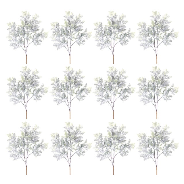 Kenneth Ludwig Chicago Flocked Cedar Branch (Set of 12) For Sale - Image 4 of 4