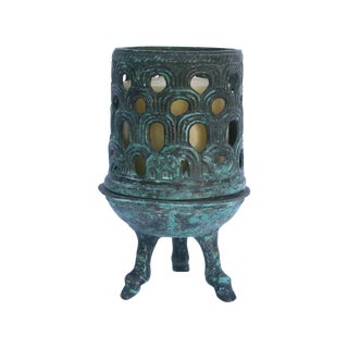 Bronze Candle Holder With Candle For Sale