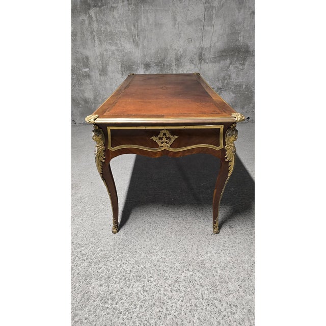 Large Louis XV Style Flat Desk in Mahogany, 1890s For Sale - Image 14 of 18