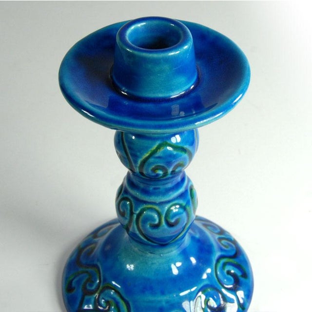 Italian Blue Ceramic Candleholder from Italica Ars, 1970s For Sale - Image 4 of 7