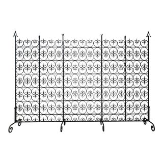 1900s Large Decorative Wrought Iron Filigree Screen Room Divider For Sale